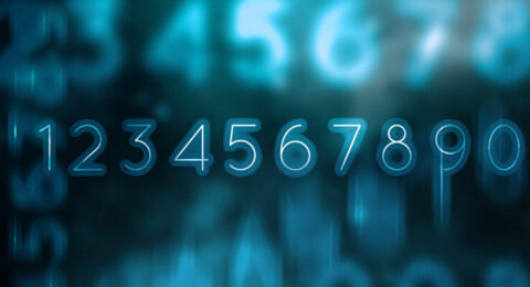 A glowing set of numbers from 1 to 9 and 0 in a futuristic blue design, symbolizing numeracy and language learning.