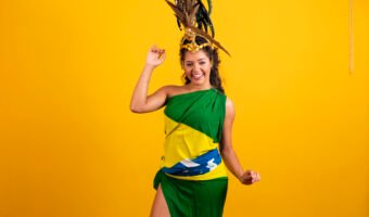 Beautiful woman dressed for carnival night. Afro woman with carn